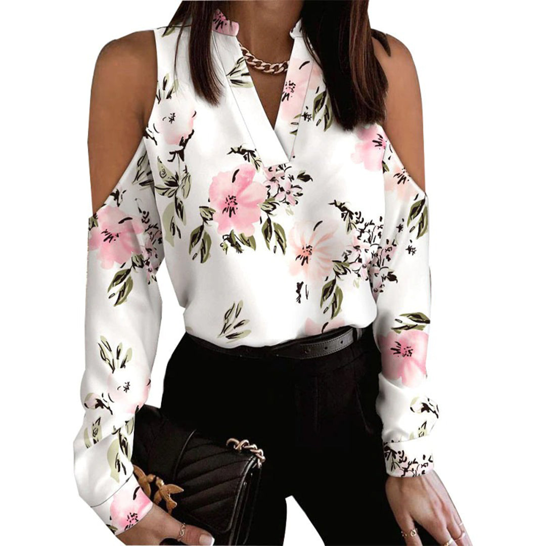 Elegant bluse med V-hals
