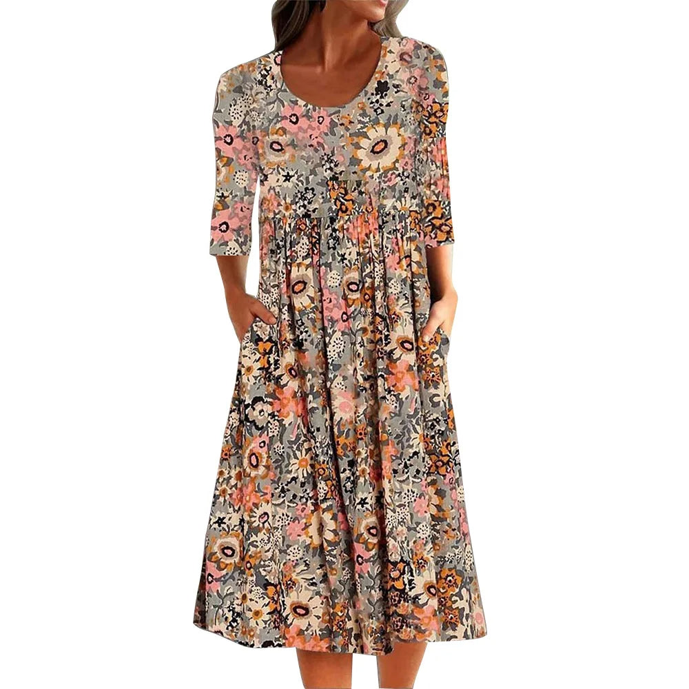 Astrid™ | Vakker blomstret kjole