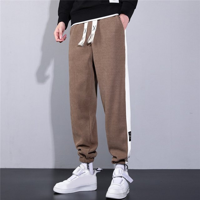 Joggers i vintage kordfløyel med kontrastfargede striper