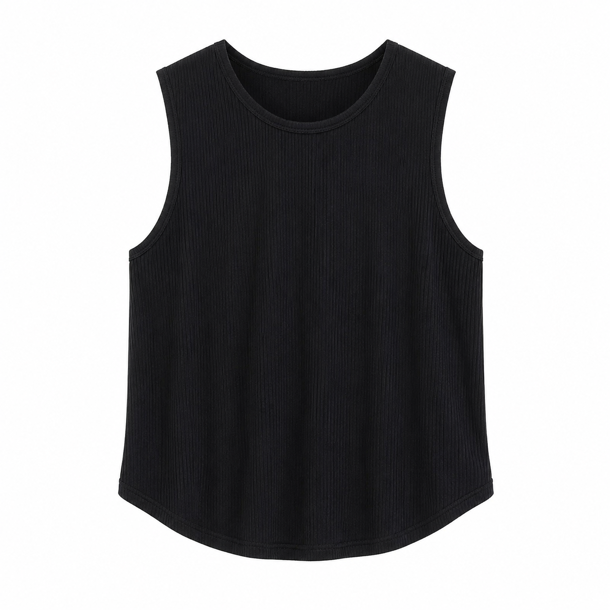 Hvit Ribbestrikket Tanktop for Herre – Løs Ermeløs Sommertopp