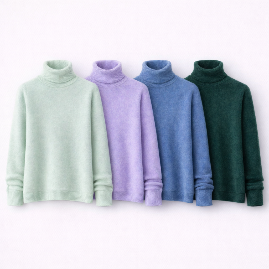 Damegenser i 100% Kasjmir & Mink – Tykk, Varm & Eksklusiv Strikkegenser med Høy Hals | Plus Size (Copy)