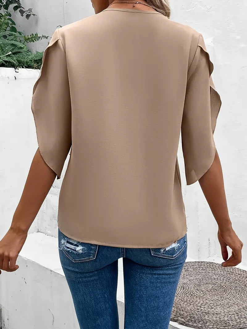 Løs bluse med vide ermer og uformell bluse med rund utringning