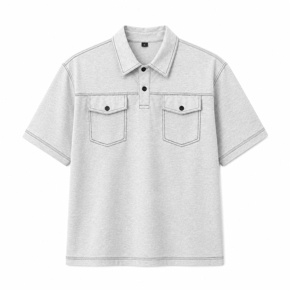 Denim Polo til Herre – Kortermet Polo med Doble Brystlommer