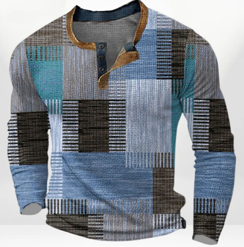 Patchwork Denim Vintage T-skjorte for menn