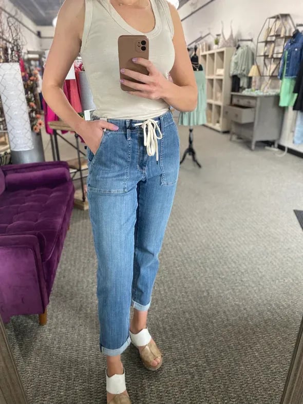Blå joggebukse i denim
