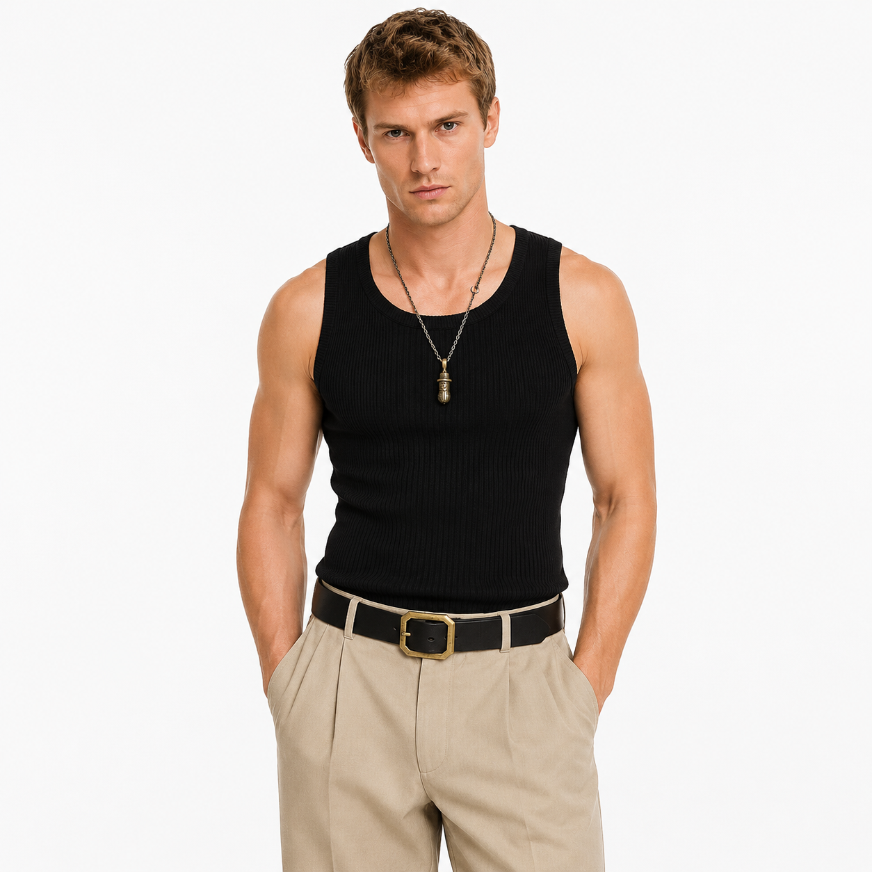 Slim Fit Tank Top til Herre – Elastisk Treningsvest for Gym og Sommer