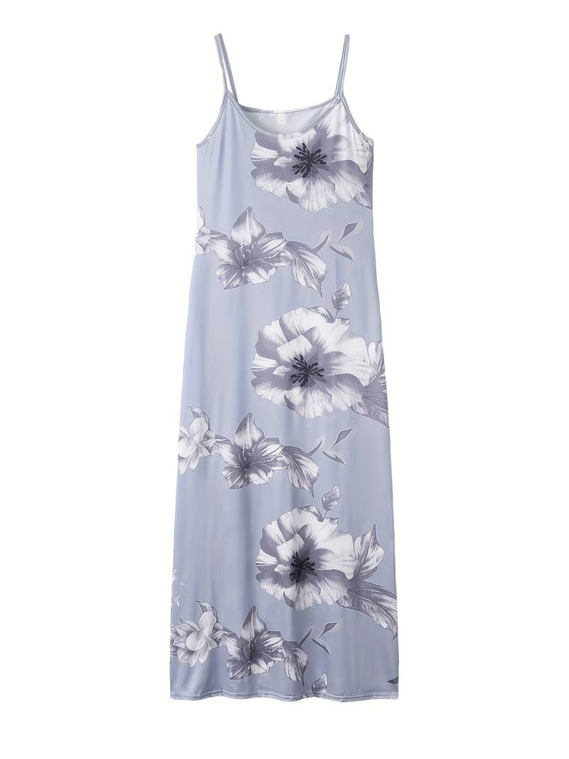 Maxikjole med smal passform og blomstertrykk