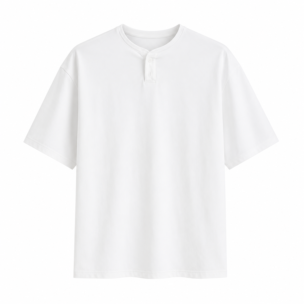 Henley T-skjorte til Herre – Kortermet Bomulls T-skjorte med Knapper