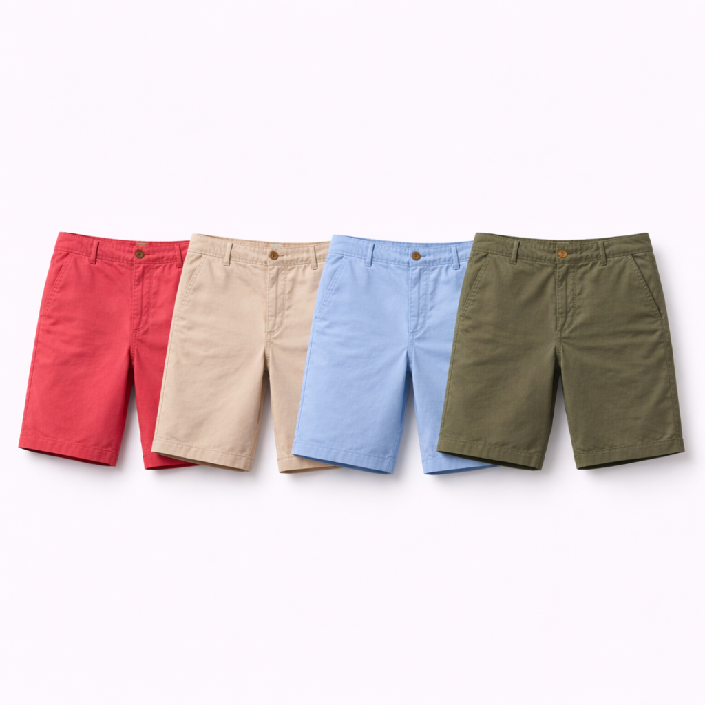 Herreshorts i 100% Bomull – Ensfargede, Komfortable og Stilrene til Sommer, Fritid og Casual Business Pakke