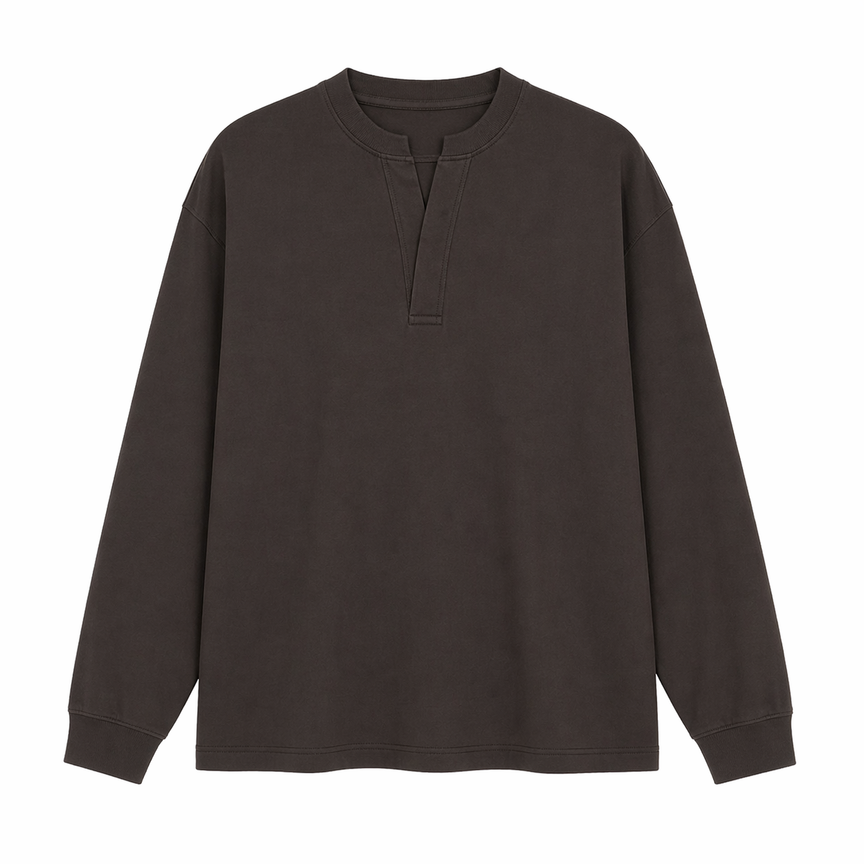 Langermet Henley T-skjorte til Herre – Fake Two-Piece & Japansk Minimalistisk Stil