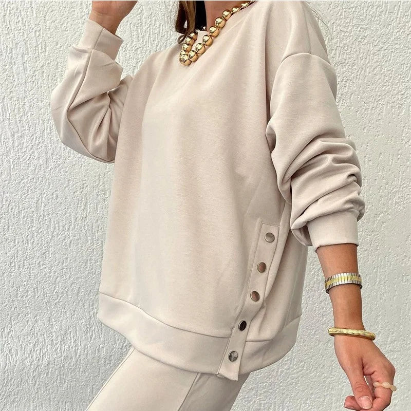 Fashion Button Split Jacket Bukser Todelt dress med knapper