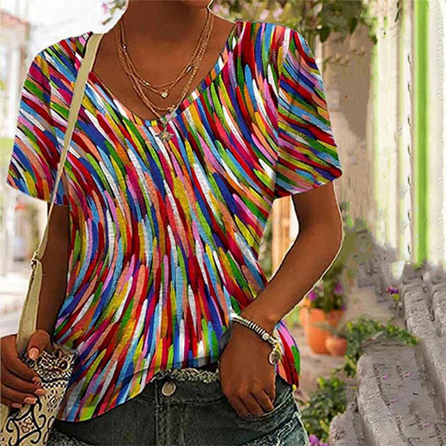 Lena™ Casual, fargerik T-skjorte