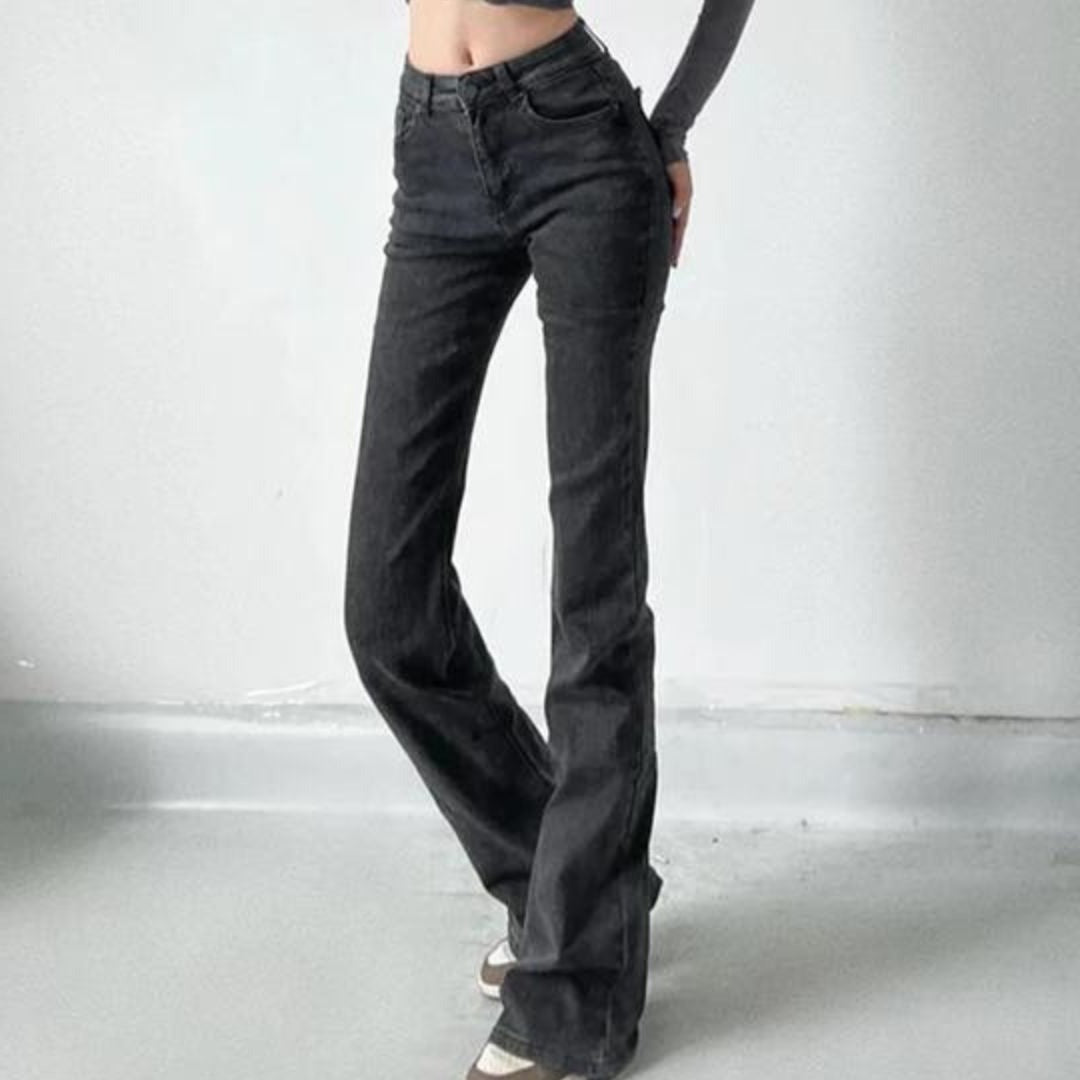 Jeans med høy midje og hjertefrynser