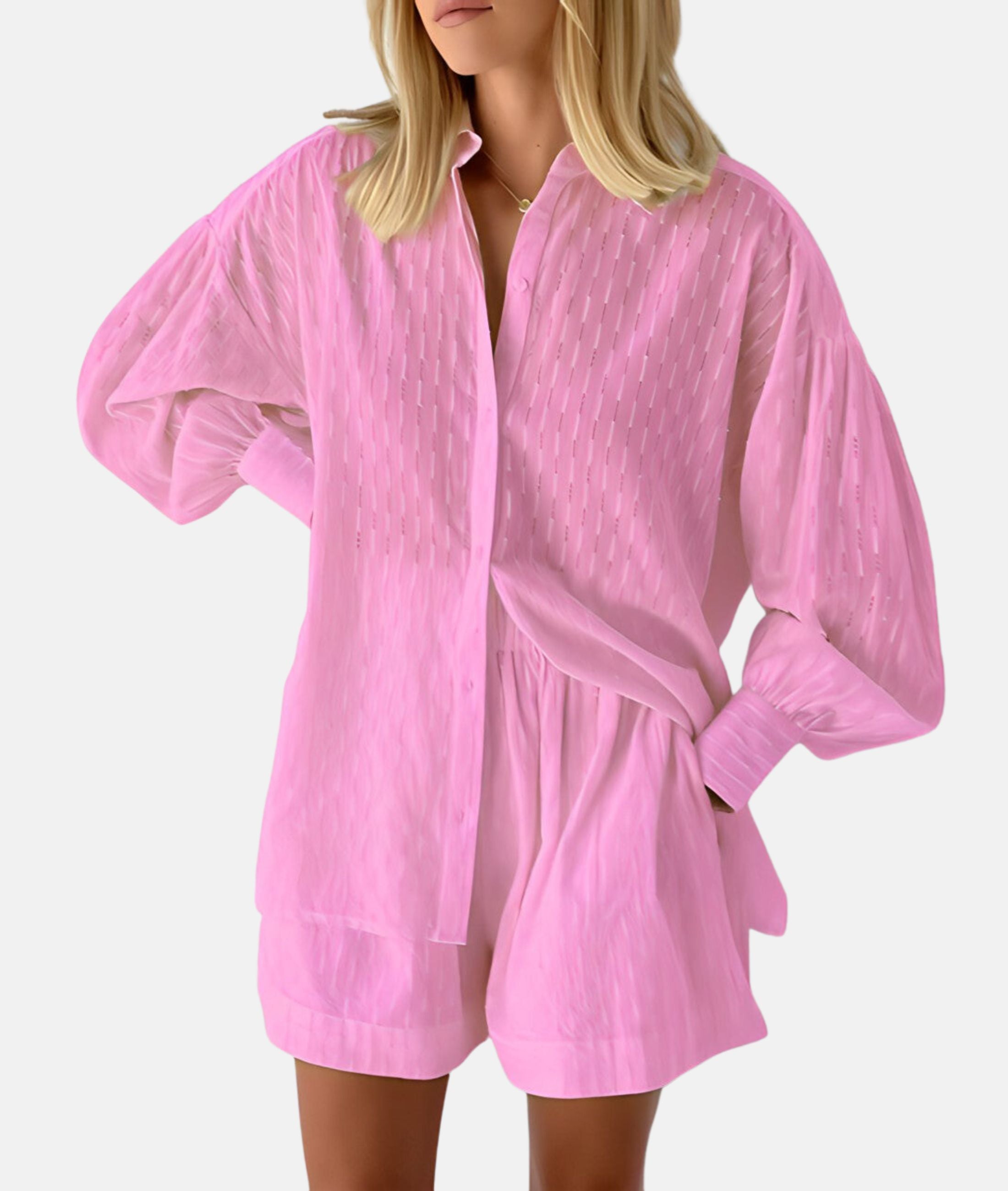 Elegant sett med skjorte og shorts i stoff