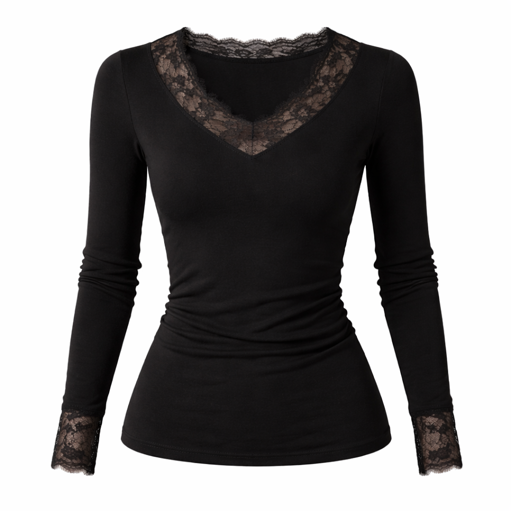 Crop Topp med V-hals og Blonde – Elegant og Trendy Topp til Dame