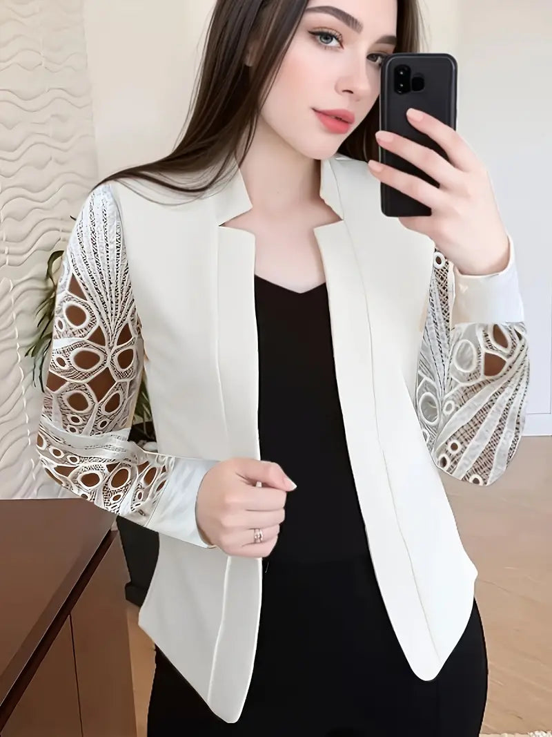 Ensfarget blazer med kontrastfarget blonde