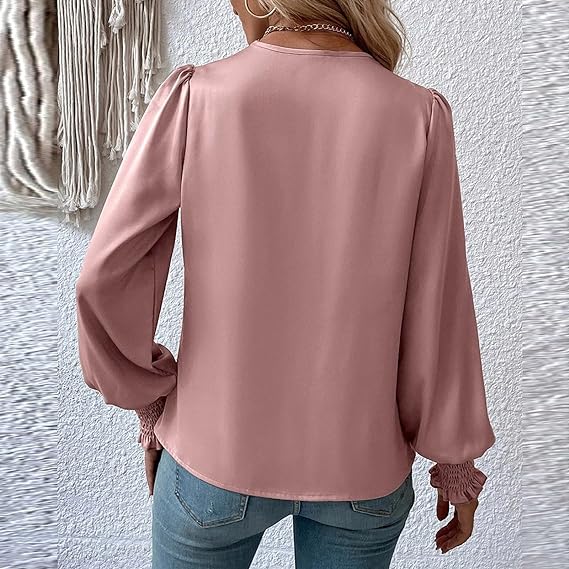 Elegant blusetopp med V-hals og ballongermer