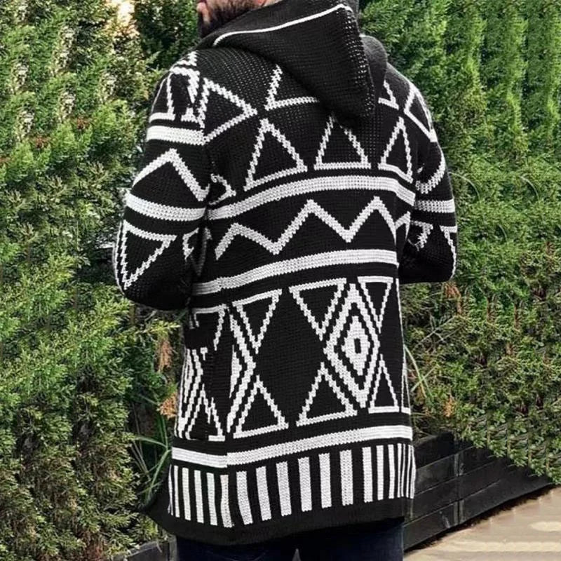 Jacquardstrikket cardigan genser for menn med casual look