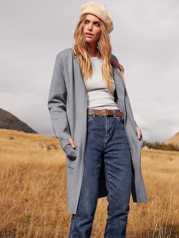 Ny klassisk frakk cardigan med revers
