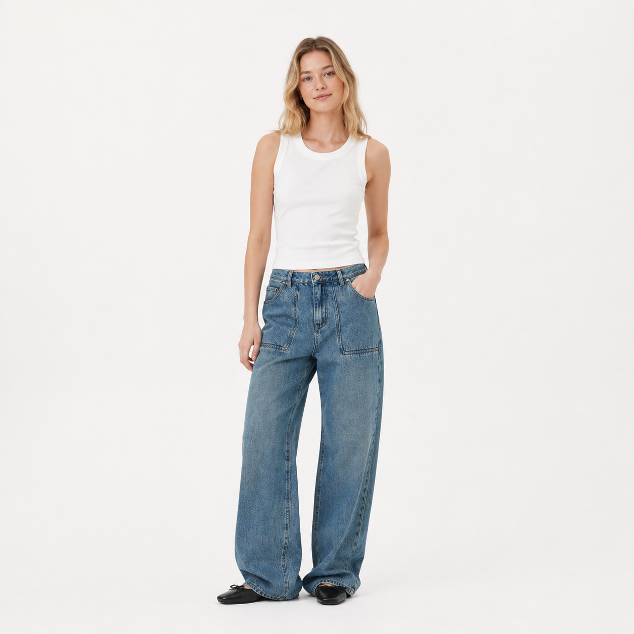 Hvit Strikket Singlet til Dame – Slim Fit & Høy Stretch