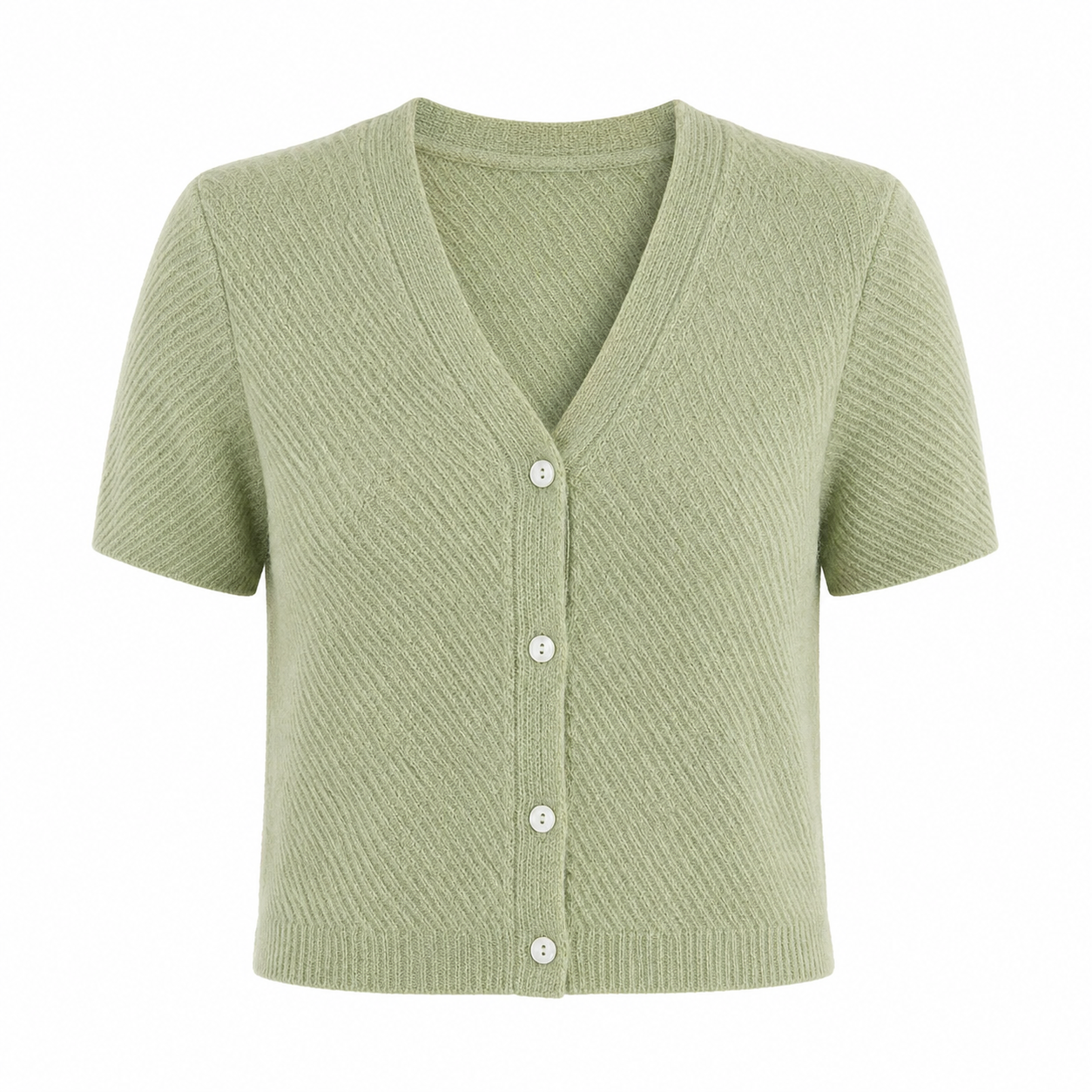 Stripet Strikket Topp til Dame – V-hals med Perleknapper og Elegant Sommerstil
