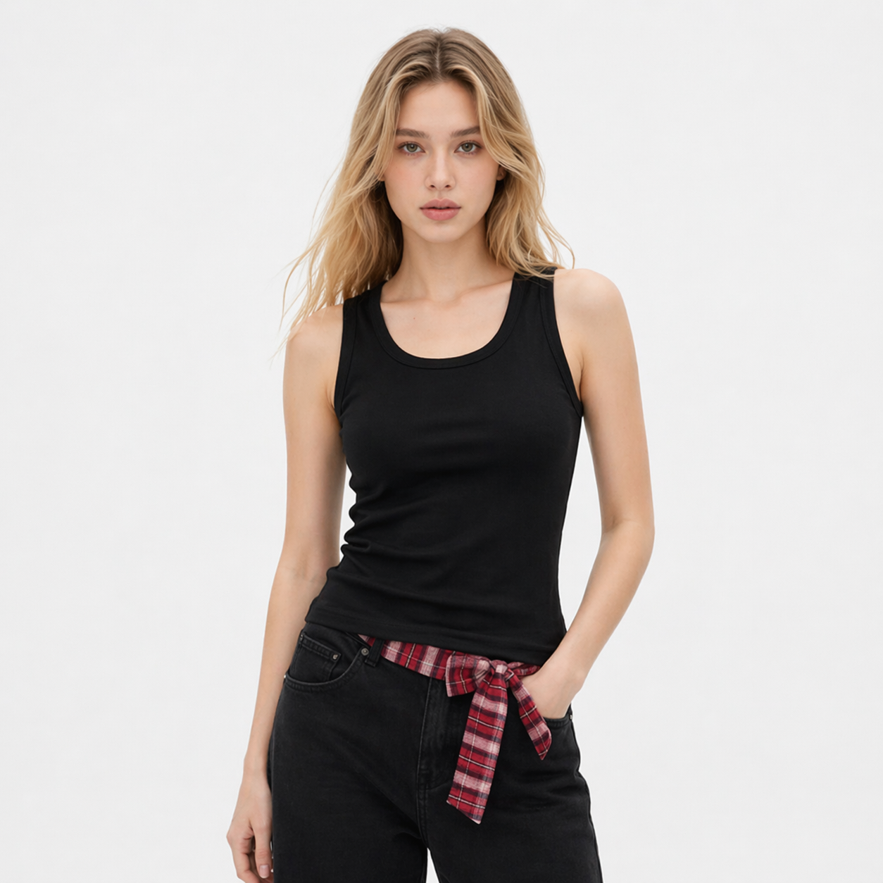 Sort Singlet til Dame – Slim Fit i Myk Bomull