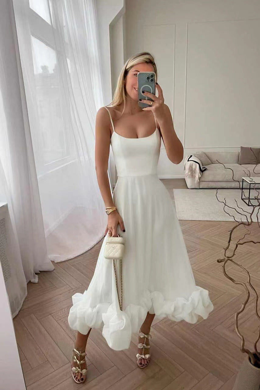 Flounce Bustier Midi Kjole