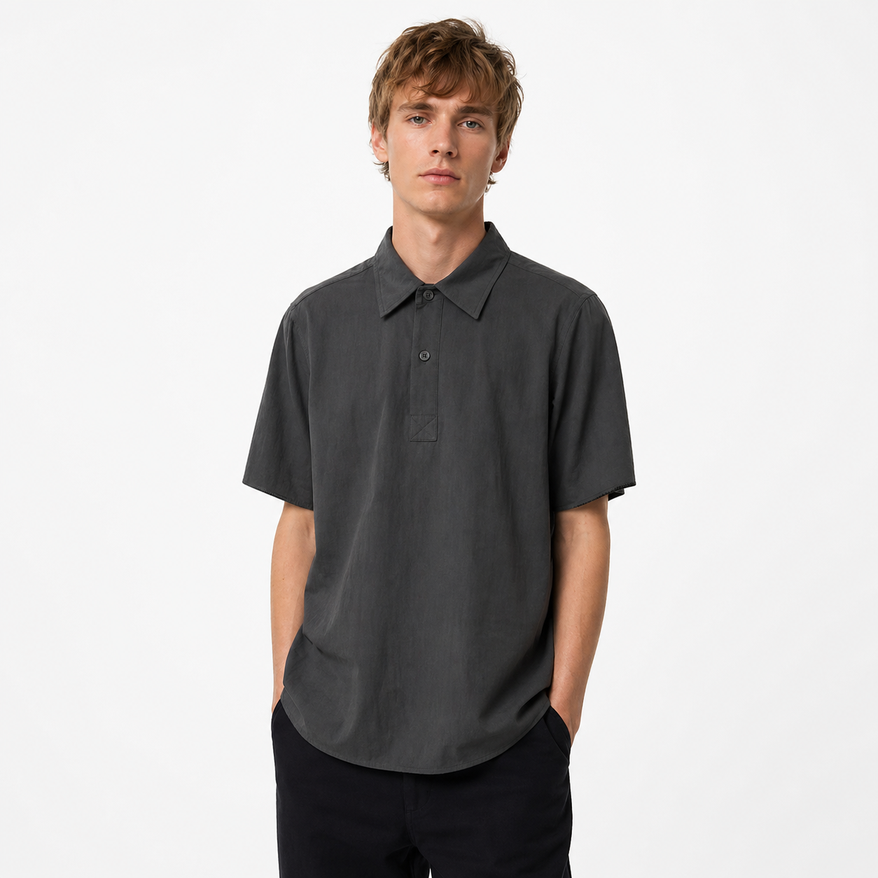 Stripet Polo T-skjorte til Herre – Slim Fit & Sommerstil – Mørk Grå