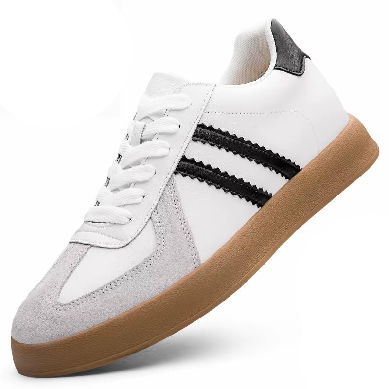 Eksklusive Herresneakers i Ekte Skinn – Skjult Hælløft på 7 cm for Økt Høyde og Stil – Hvite sko