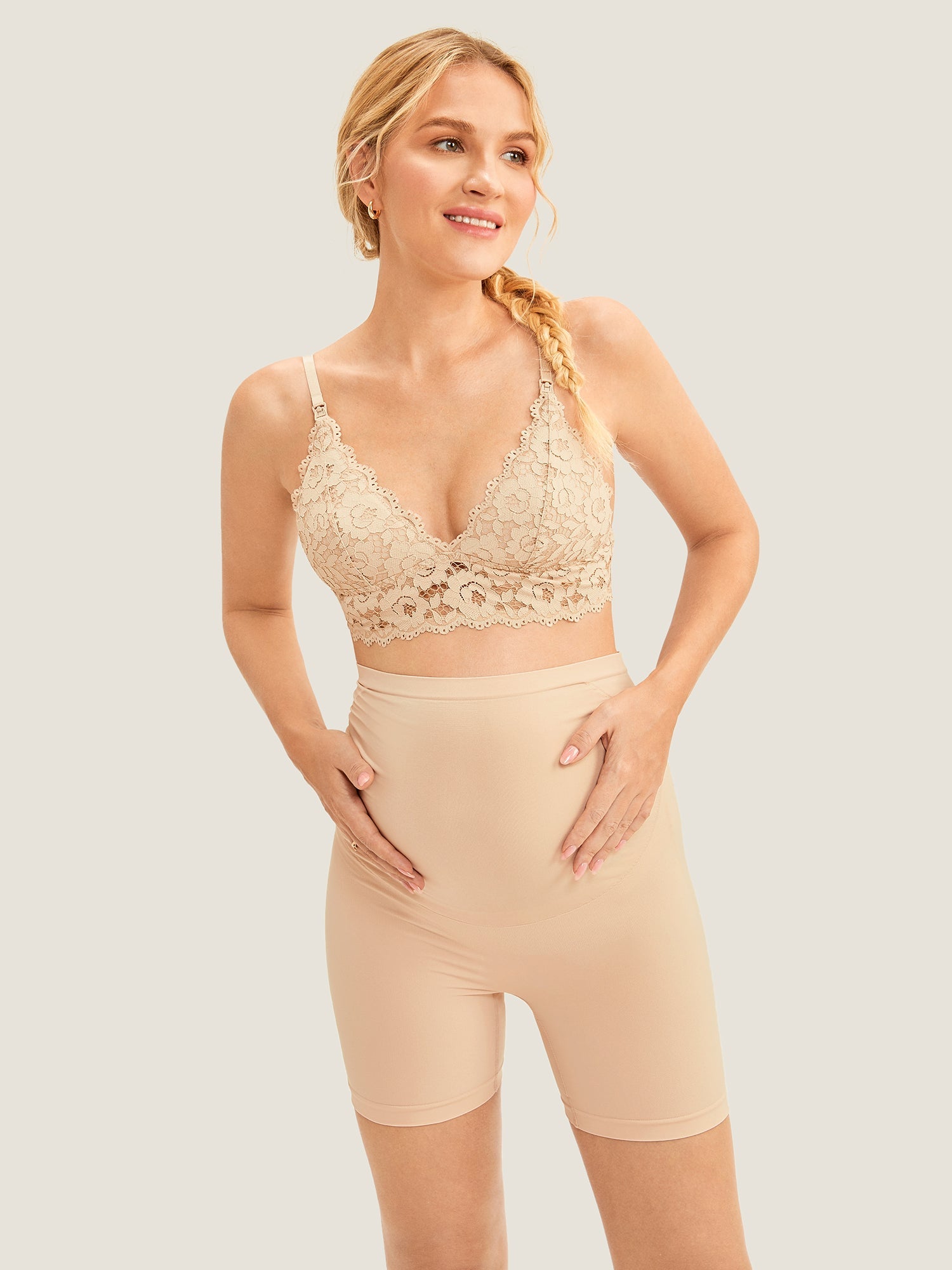 Gravidshorts med høyt liv – sømløse shapewear-shorts for gravide