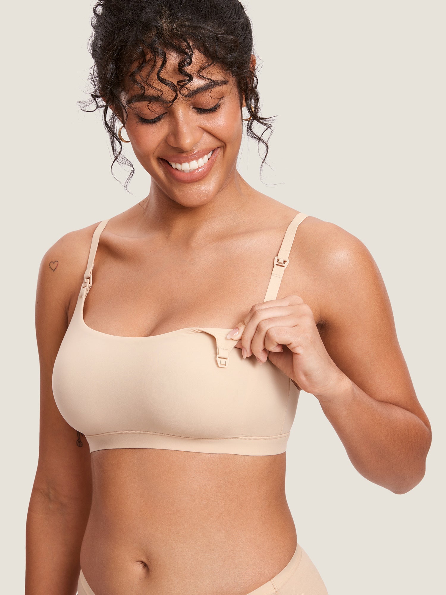 Sømløs ammebh med rund hals – Inbarely® ammebralette uten bøyle – Beige