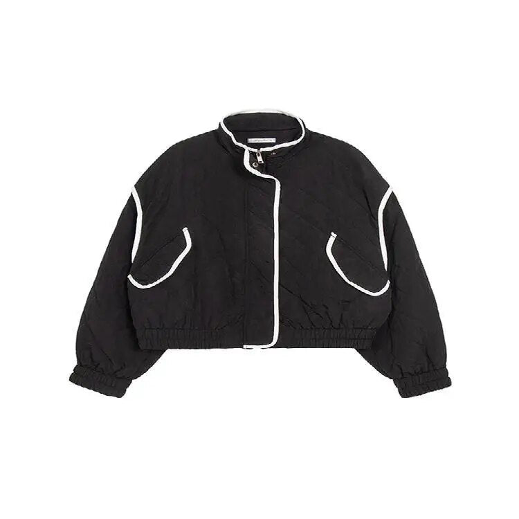 Stilig, svart, vattert kåpe for kvinner