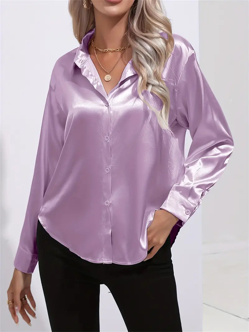 Elegant Satinbluse for Kvinner
