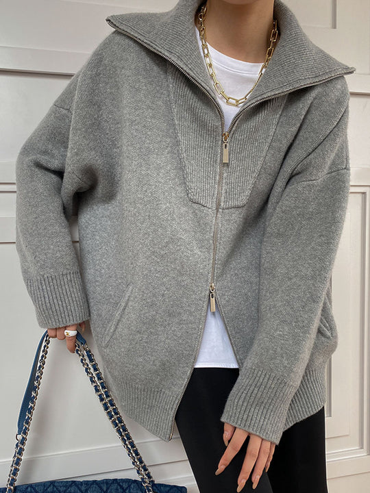 Oversized cardigan med åpen krage