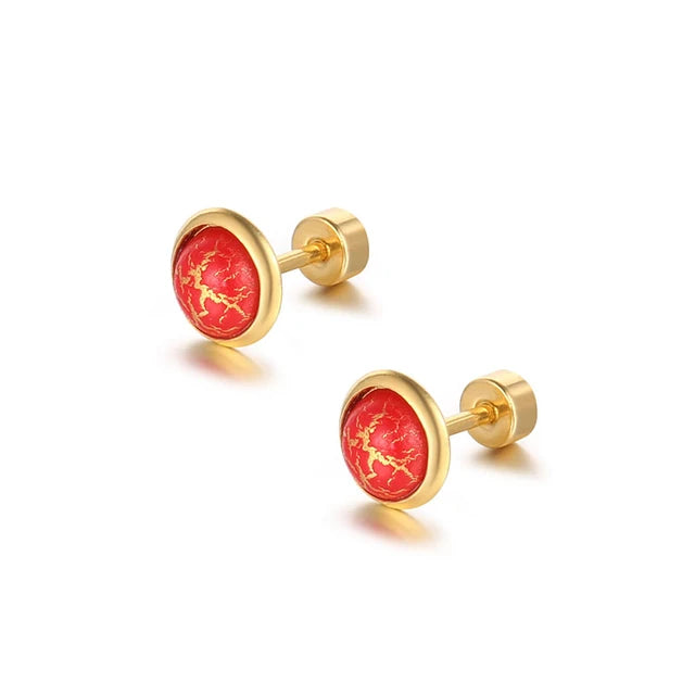 Elegante runde cabochon-øreringer