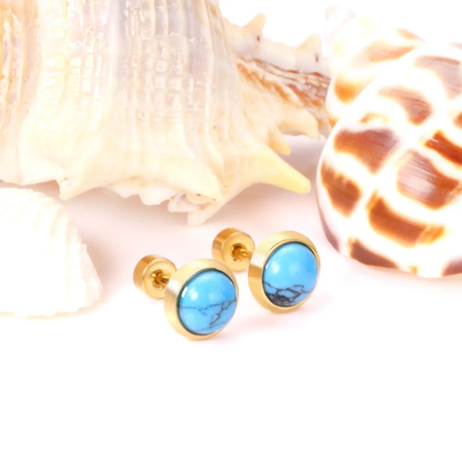 Elegante runde cabochon-øreringer