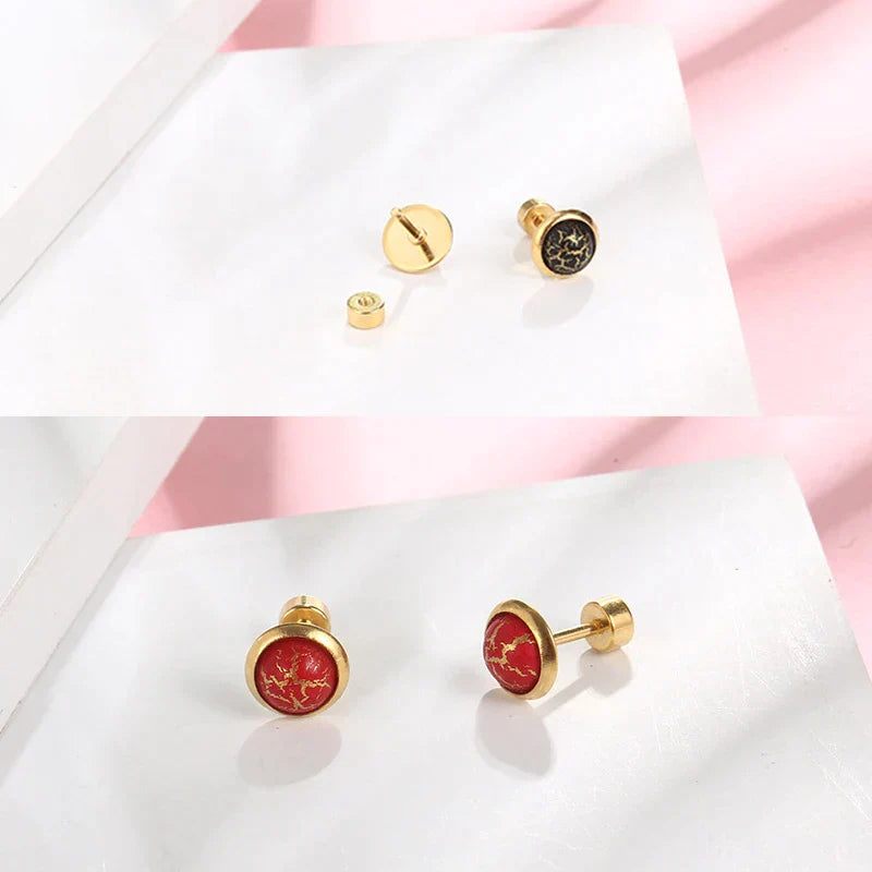 Elegante runde cabochon-øreringer