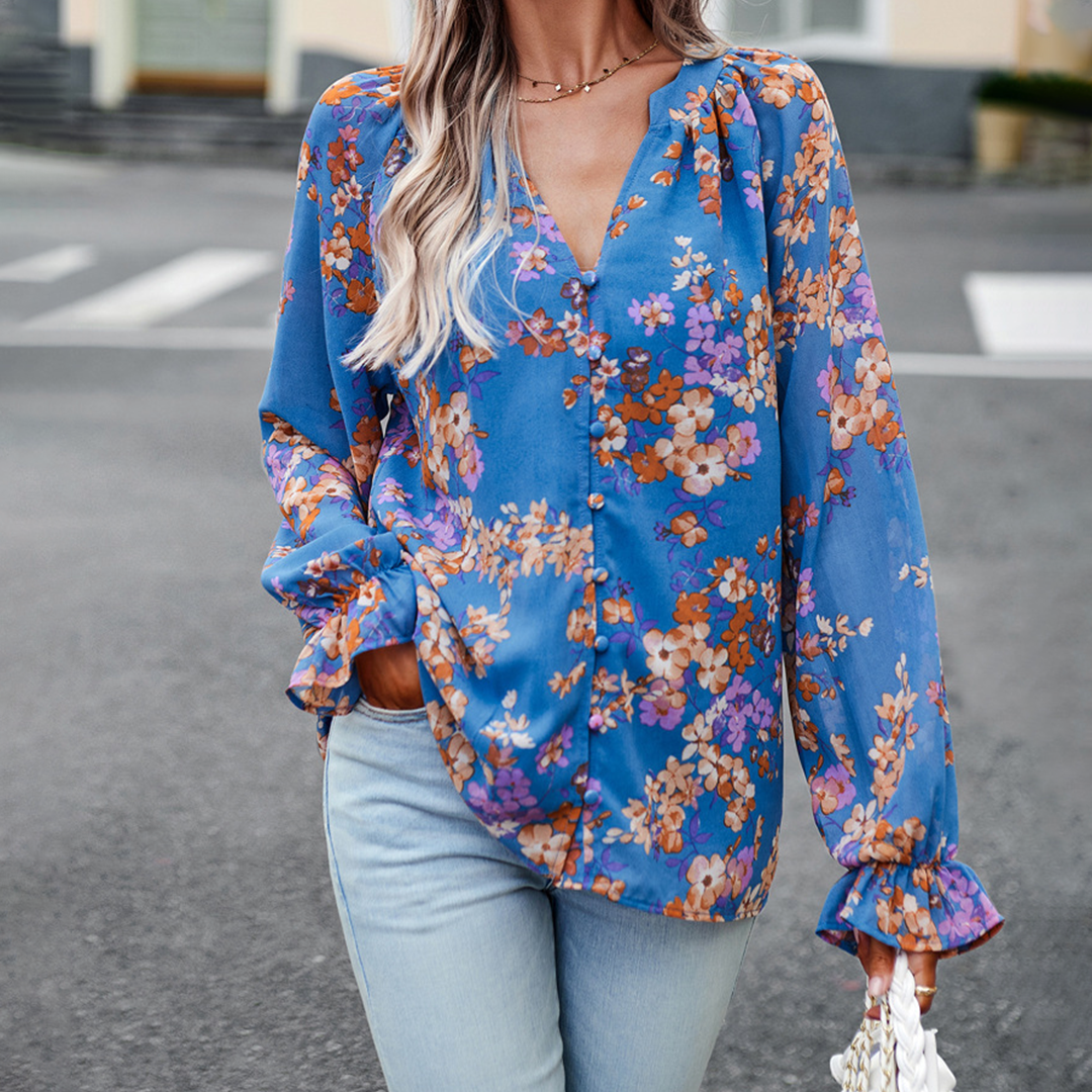 Elegant blomstrete bluse