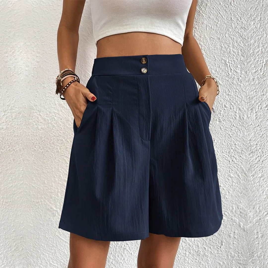 Blythe | Plisserte vide shorts i lin med høyt liv