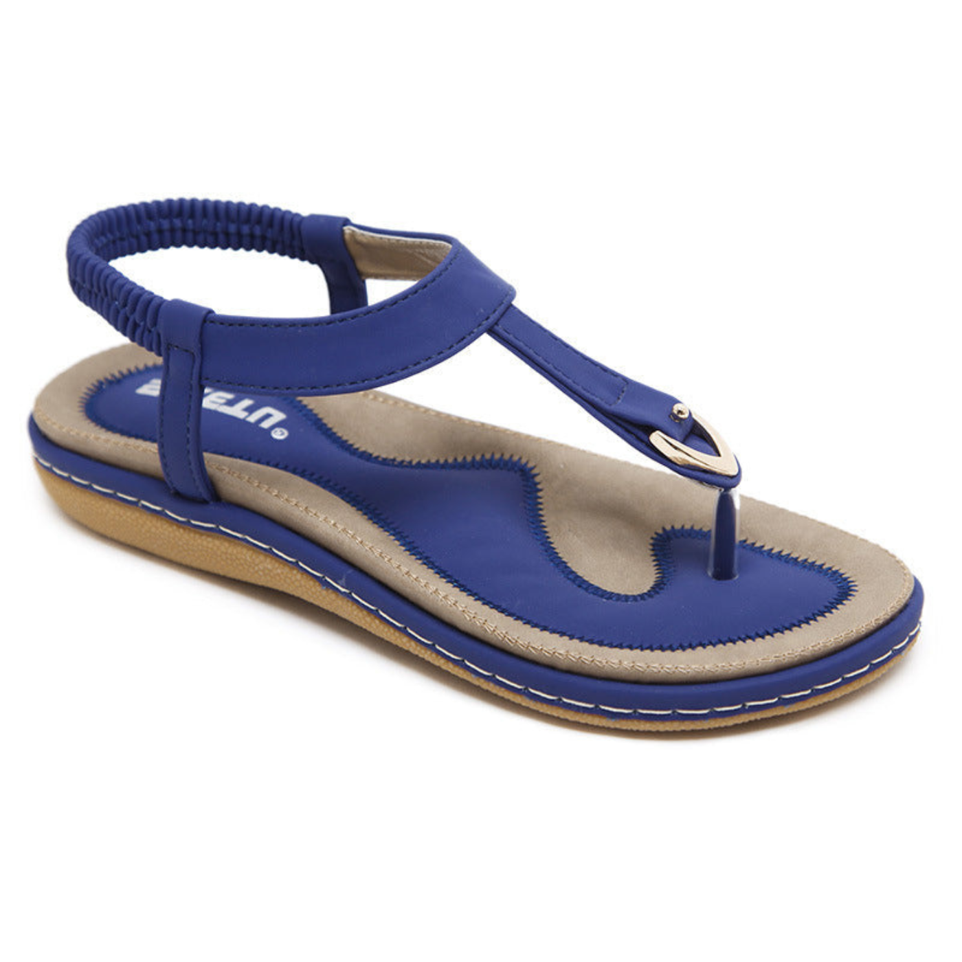 Brea | Flate sandaler i semsket skinn med T-stropp, metalldetalj og slingback