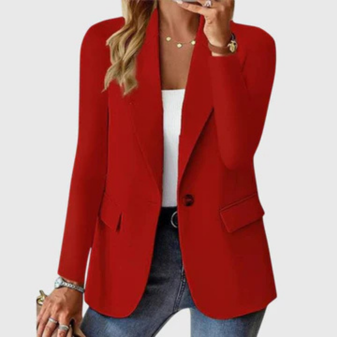 Cecile | Tilpasset blazer i ullblanding med én knapp – Rød