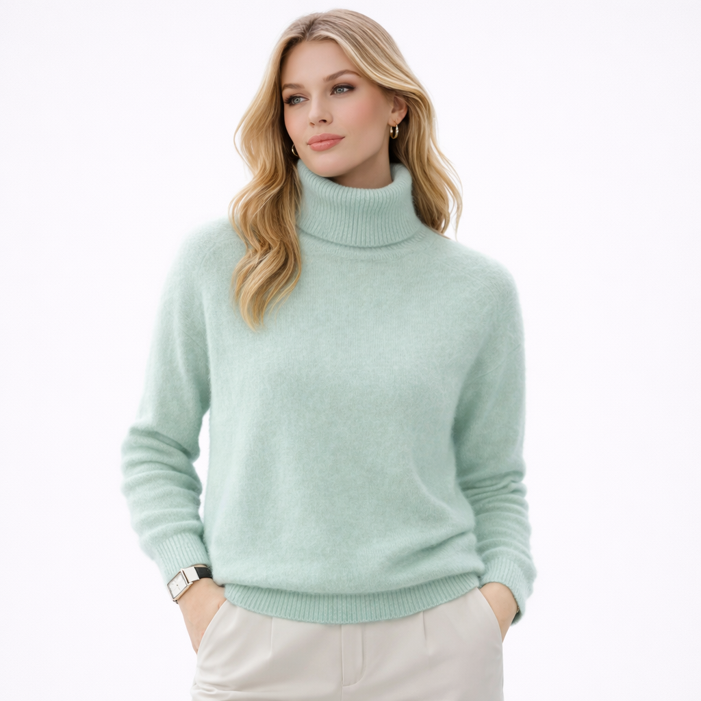 Damegenser i 100% Kasjmir & Mink – Tykk, Varm & Eksklusiv Strikkegenser med Høy Hals | Plus Size