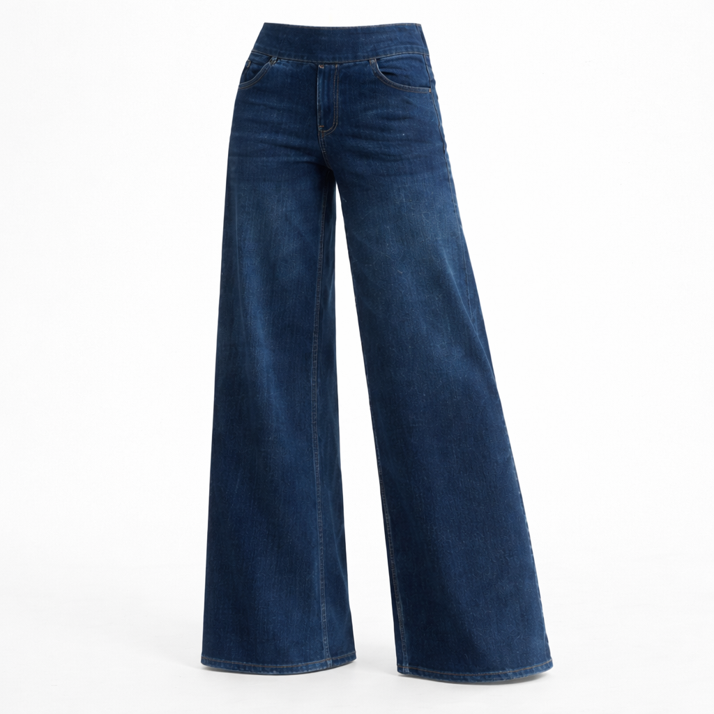 Dame Jeans med Vide Ben – Komfortable Bukser i Mørkeblå Denim