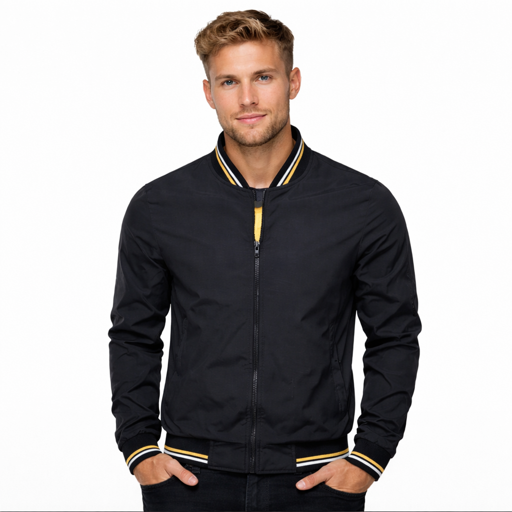 Herre Bomberjakke – Slim Fit Baseball-jakke | Svart & Casual vår/sommer/høst