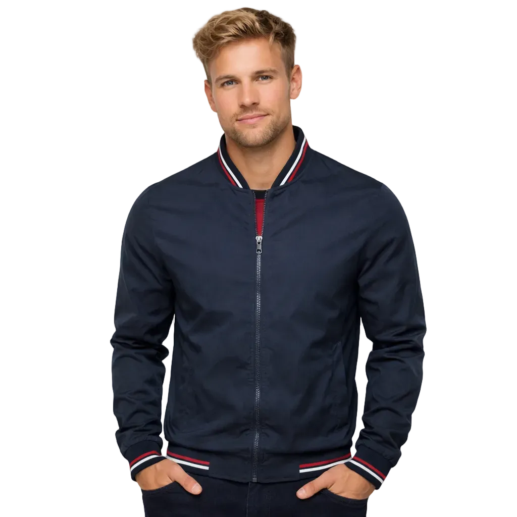 Herre Bomberjakke – Slim Fit Baseball-jakke | Svart & Casual vår/sommer/høst – Svart