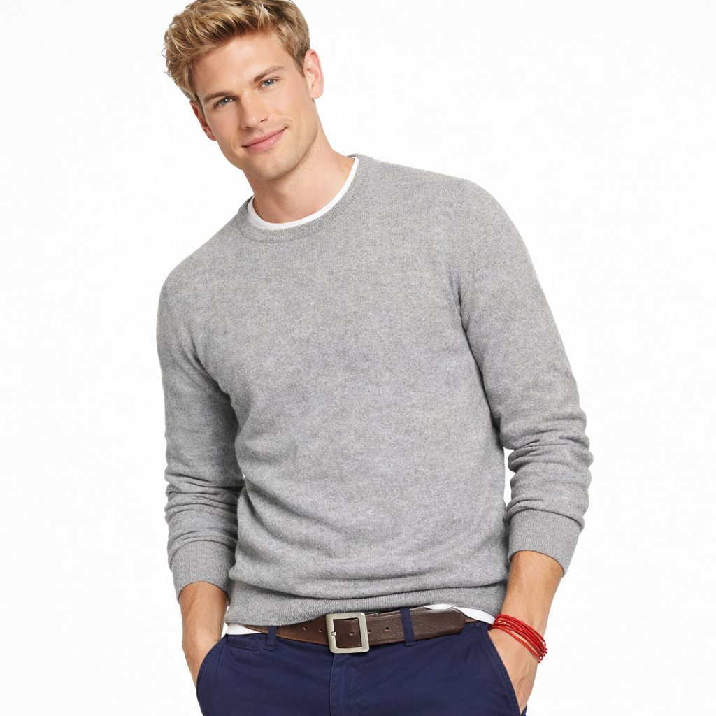 Klassisk Herregenser i 100 % Bomull – Strikket Pullover i Store Størrelser (opptil 5XL) | Varm og Myk Genser til Høst og Vinter