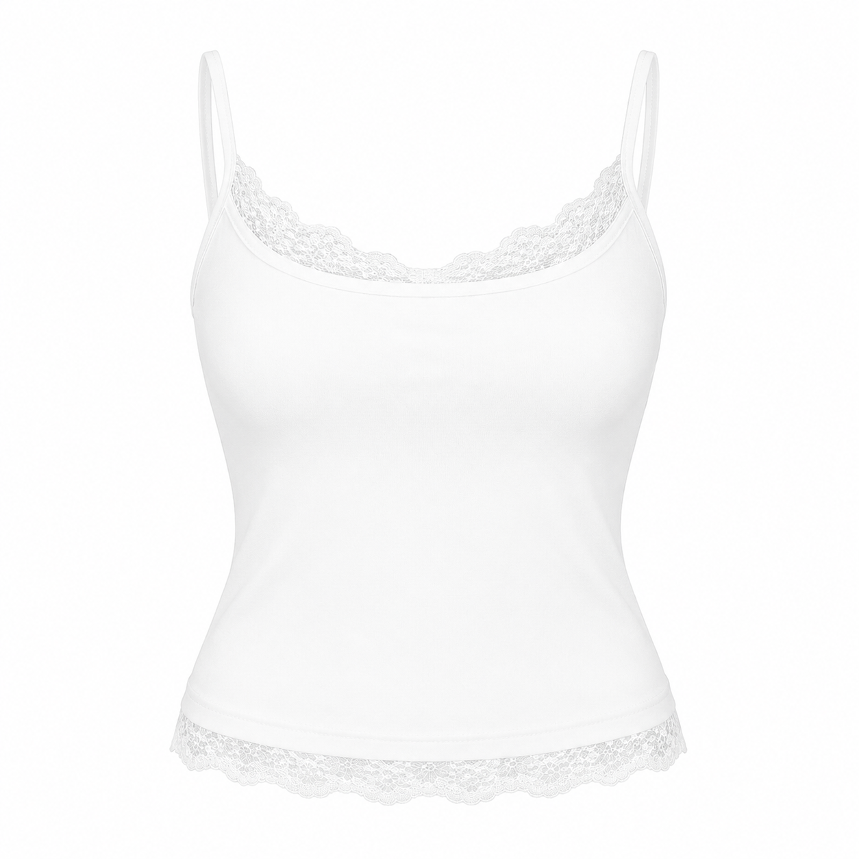 Cami Crop Topp til Dame – Blondetopp med Spagettistropper