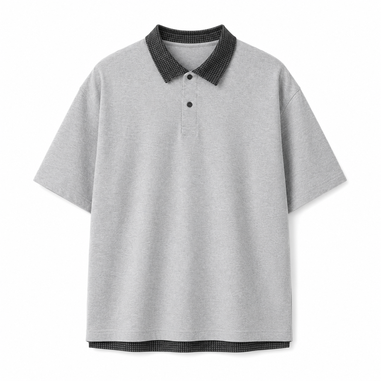 Retro Polo T-skjorte til Herre – Heavyweight Rutete Fake Two-Piece Design
