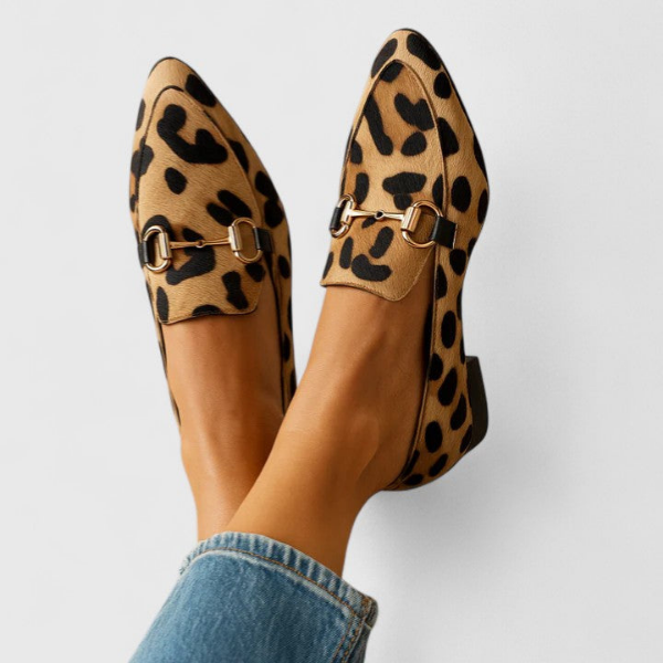 Cleo | Spisse loafers i brunt semsket skinn med leopardmønster og bissel – 5