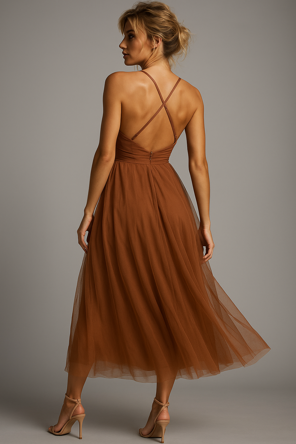 Korsett Chiffon Midi Kjole